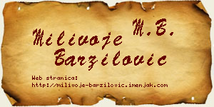 Milivoje Barzilović vizit kartica